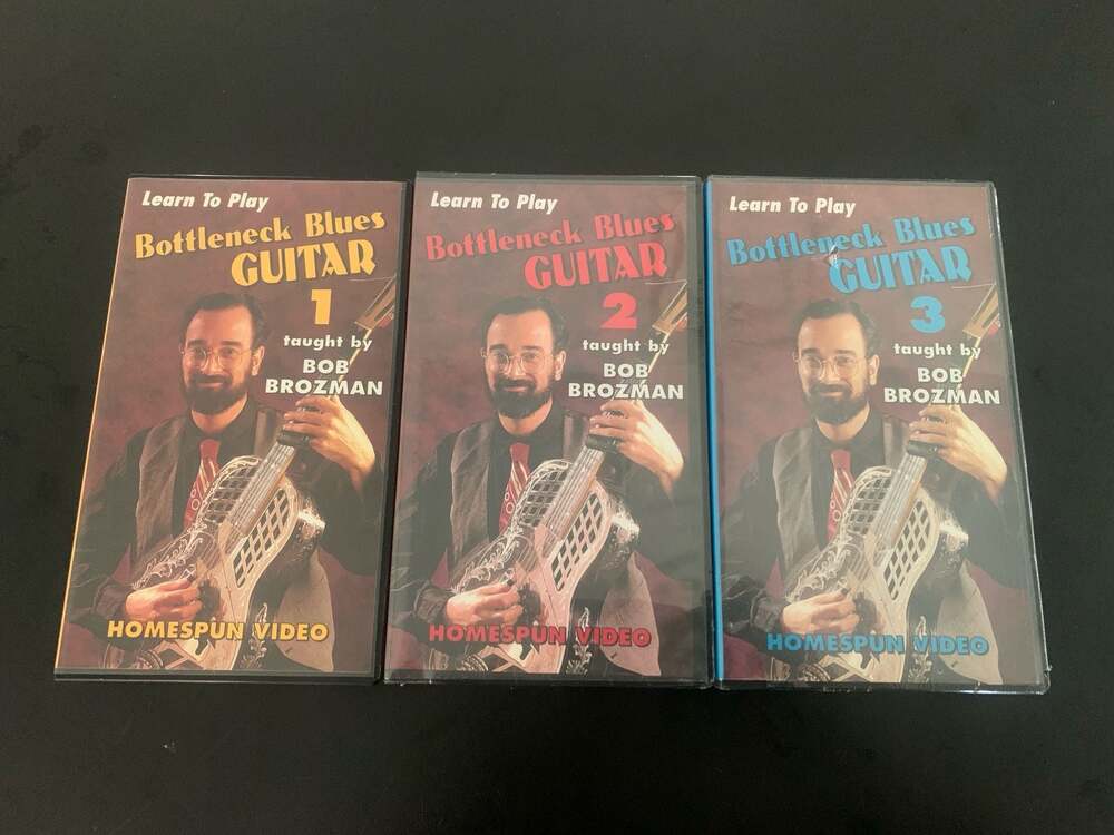 Learn to Play Bottleneck Blues Guitar 1, 2,3 VHS Tape Set Taught by Bob Brozman